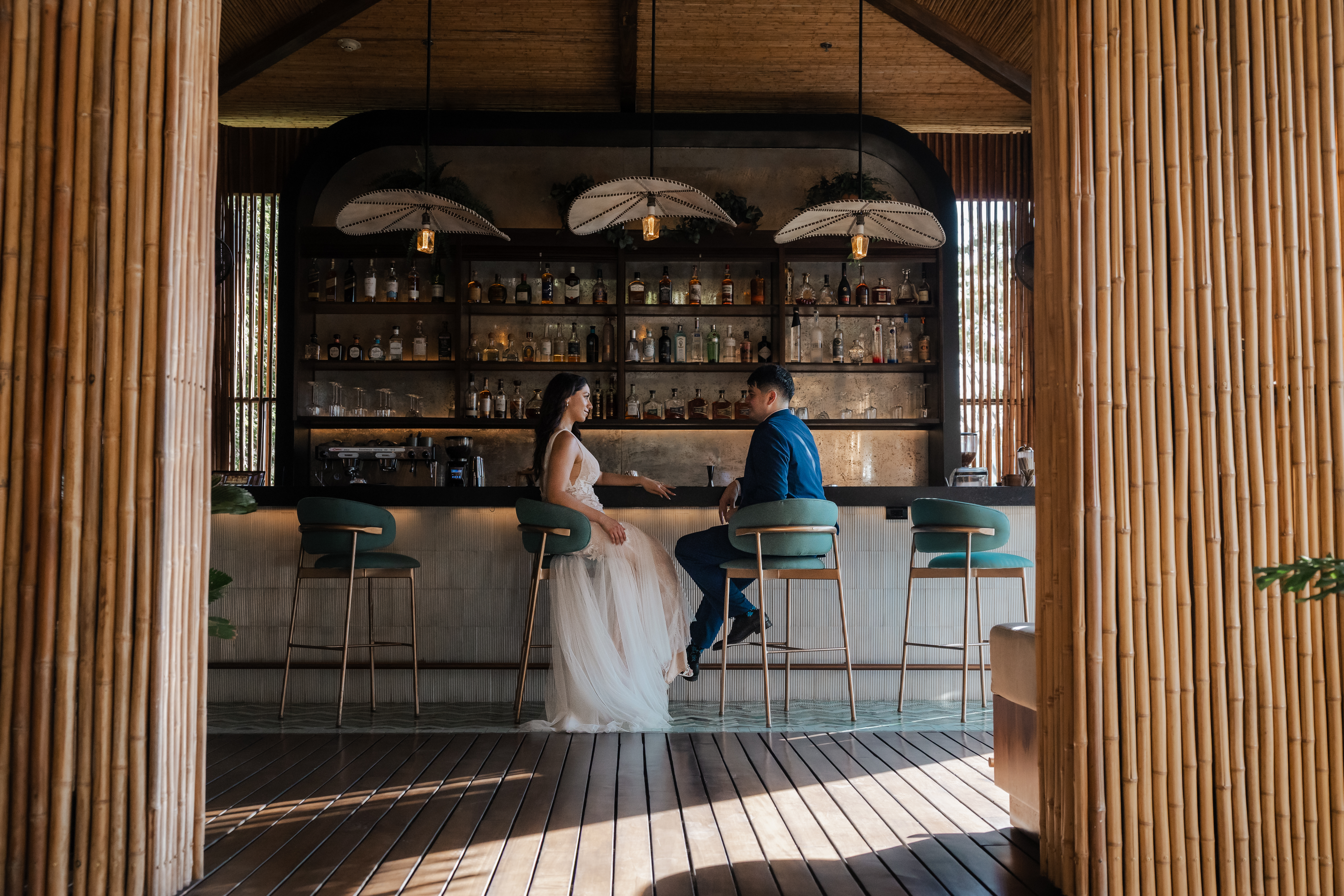 Bar portraits with dramatic morning light at Andaz Resort